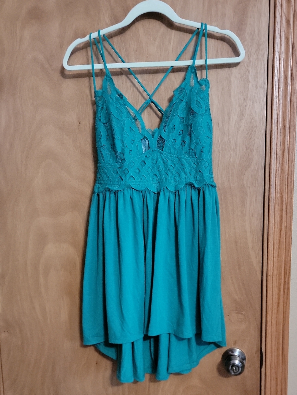 Zenana Outfitters Emerald green Lace Bodice High-Low top (2nd pic show color)